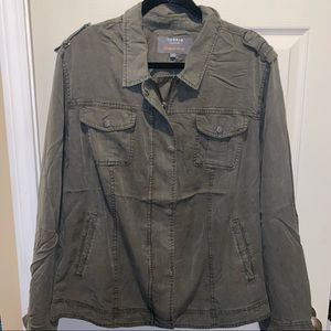 TORRID OLIVE TENCEL BOMBER